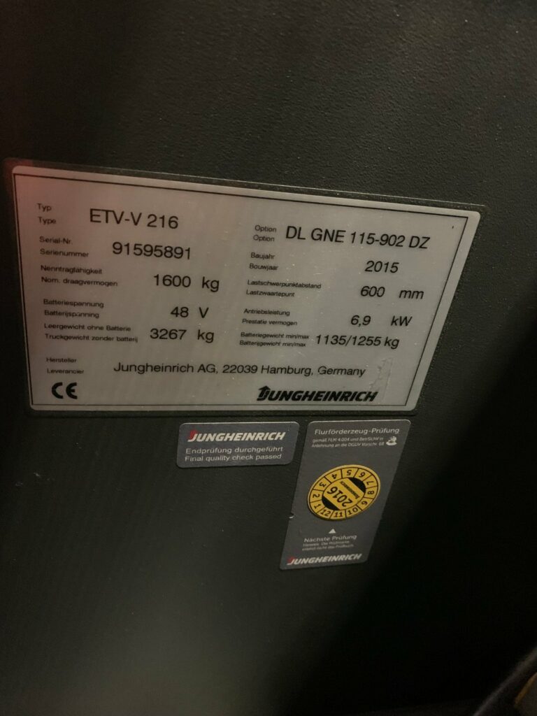 Jungheinrich - ETV 216 - chariot à mât rétractable électrique