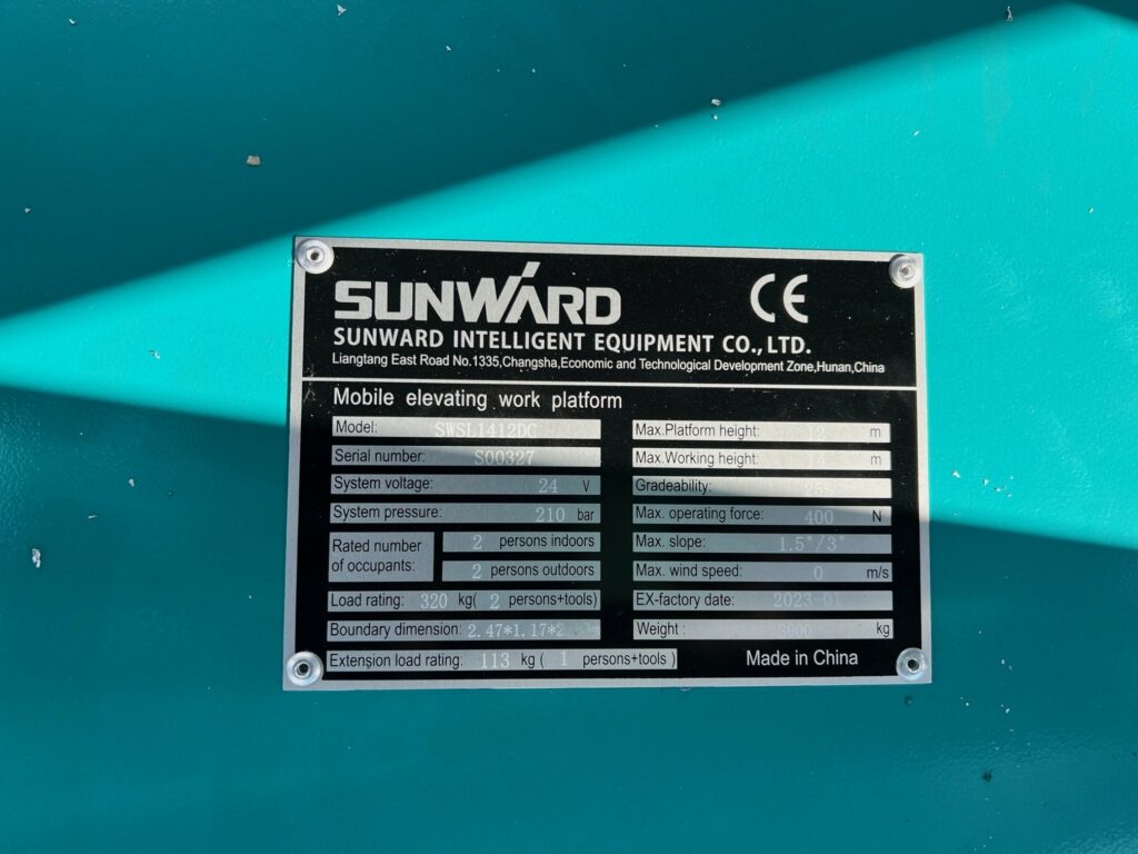 Sunward - SWSL1412DC - nacelle ciseaux